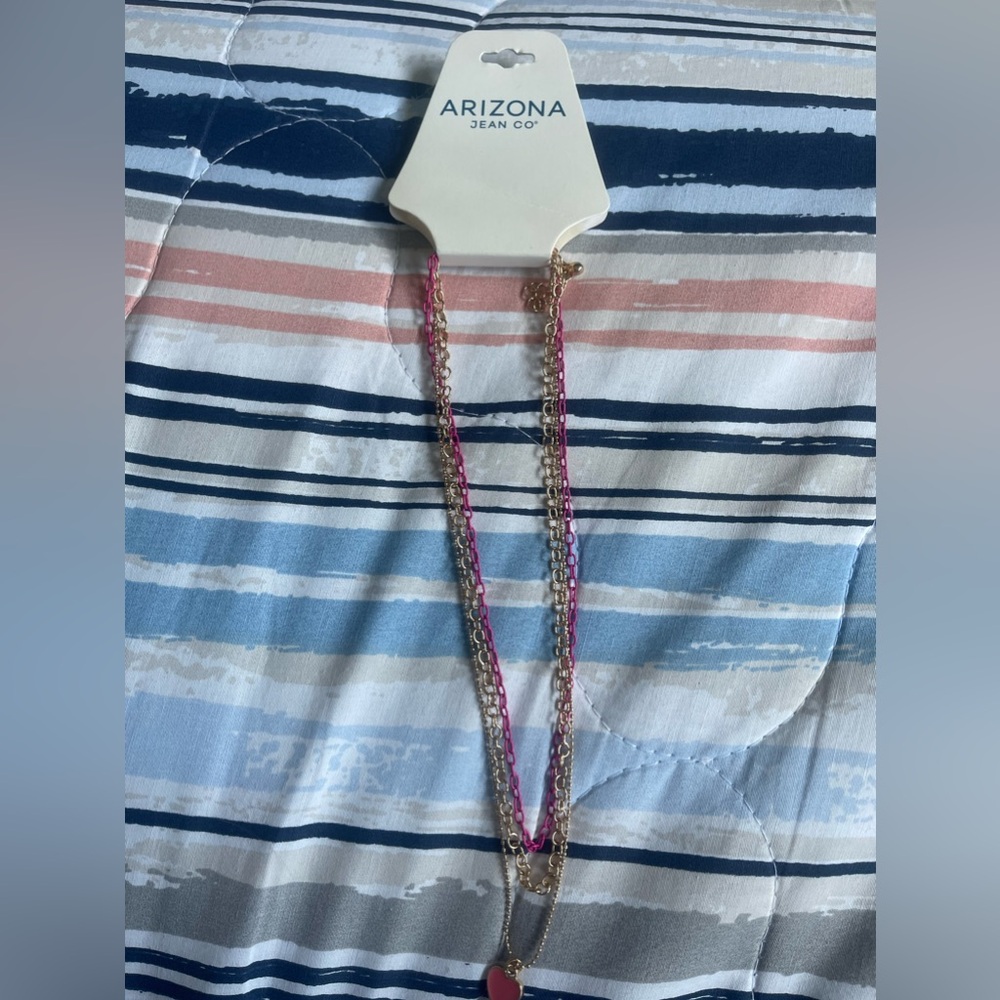 brand new Arizona Jean Co.  necklace tower, gold and pink. adjustable necklaces
